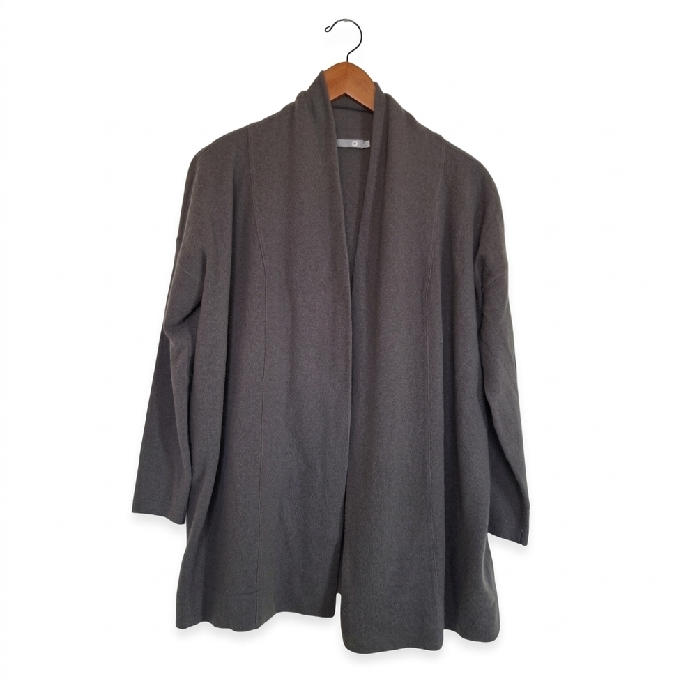 Open Front Long Cardigan Sweater Charcoal Gray Women's 100% Cashmere Size S